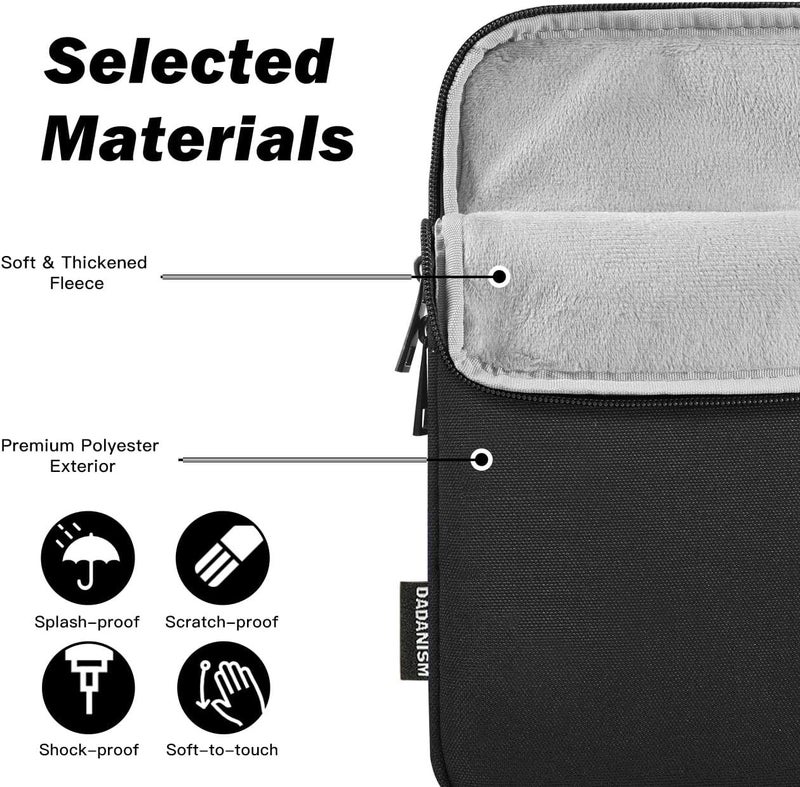Dadanism 8-9 Inch Tablet Sleeve Case for iPad mini 7th/6th 8.3" 2024/2021, iPad mini 5/4/3/2/1 7.9", Galaxy Tab A7 Lite/A9 8.7", Remarkable Paper Pro Move 7.3" 2025, Tab M8 8", Tab M9 9", Black - Image 3